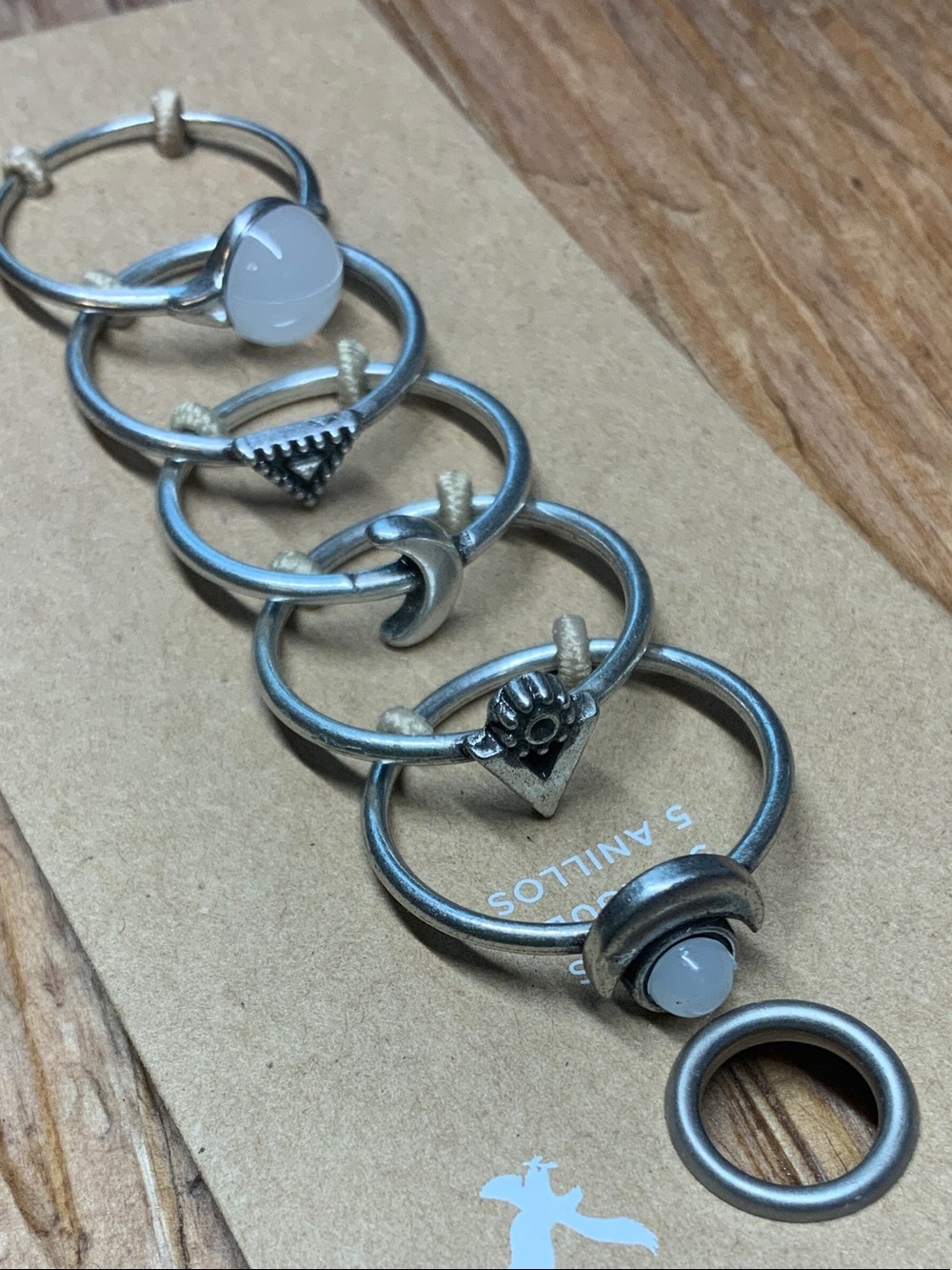 American Eagle Outfitters Silver Stackable with White Stones Ring Set
